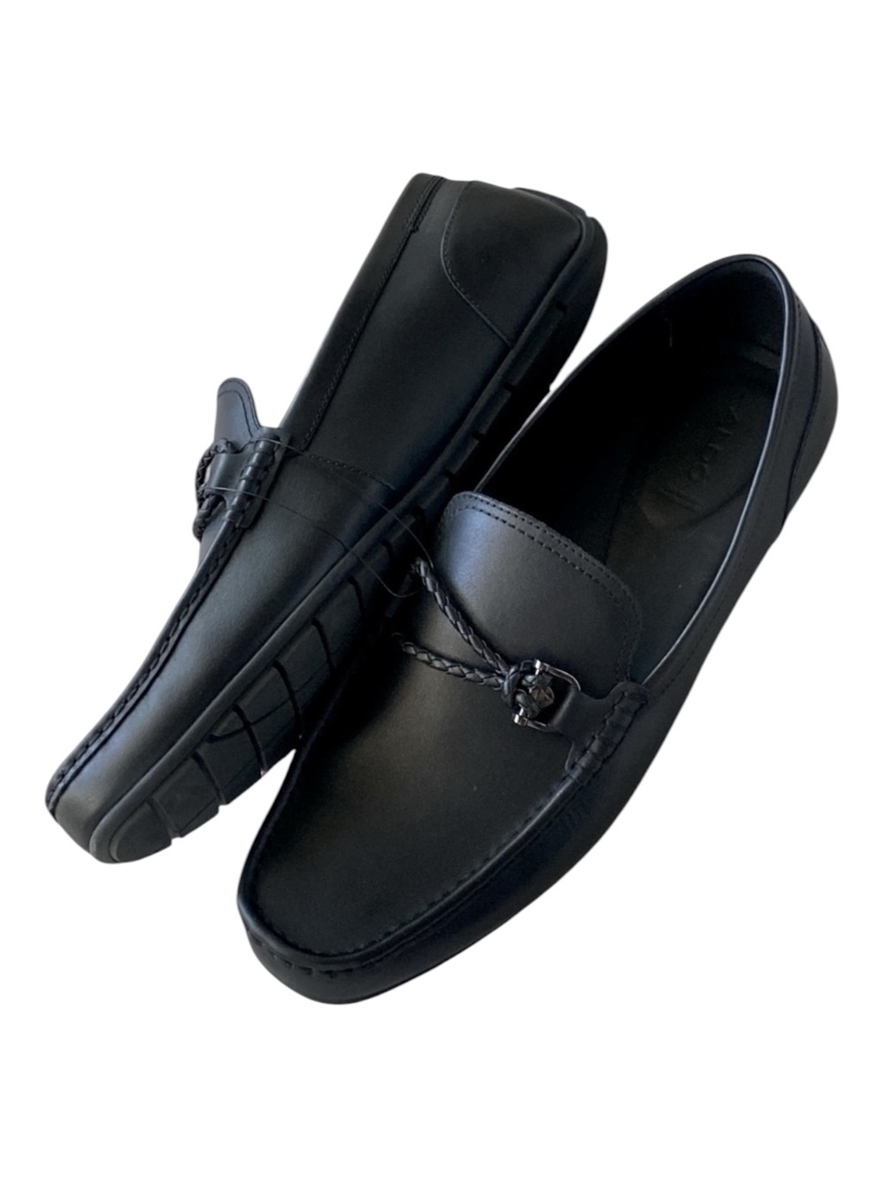 ALDO AMBANI Black Leather Moccasin Loafers NWOT